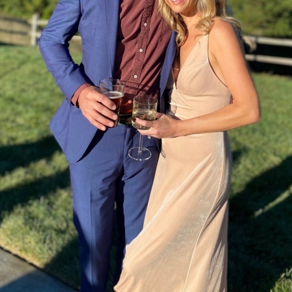 NWT Jenny Yoo Melanie prosecco light pink maxi dress gown size 4 - Picture 5 of 7